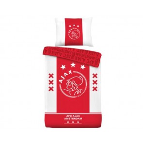 Dekbed Ajax wit/rood/wit Logo: 140x200/60x70 cm